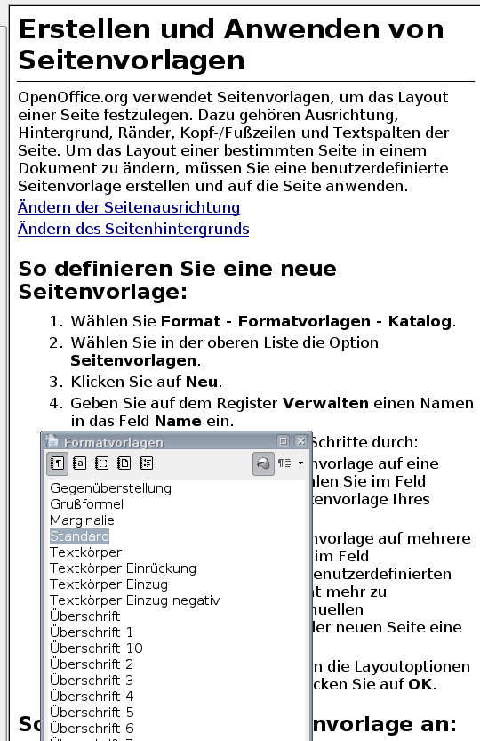 Hilfe - Seitenvorlagen