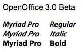 Myriad Pro in OpenOffice