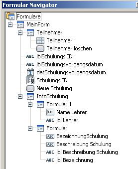 Formularübersicht.