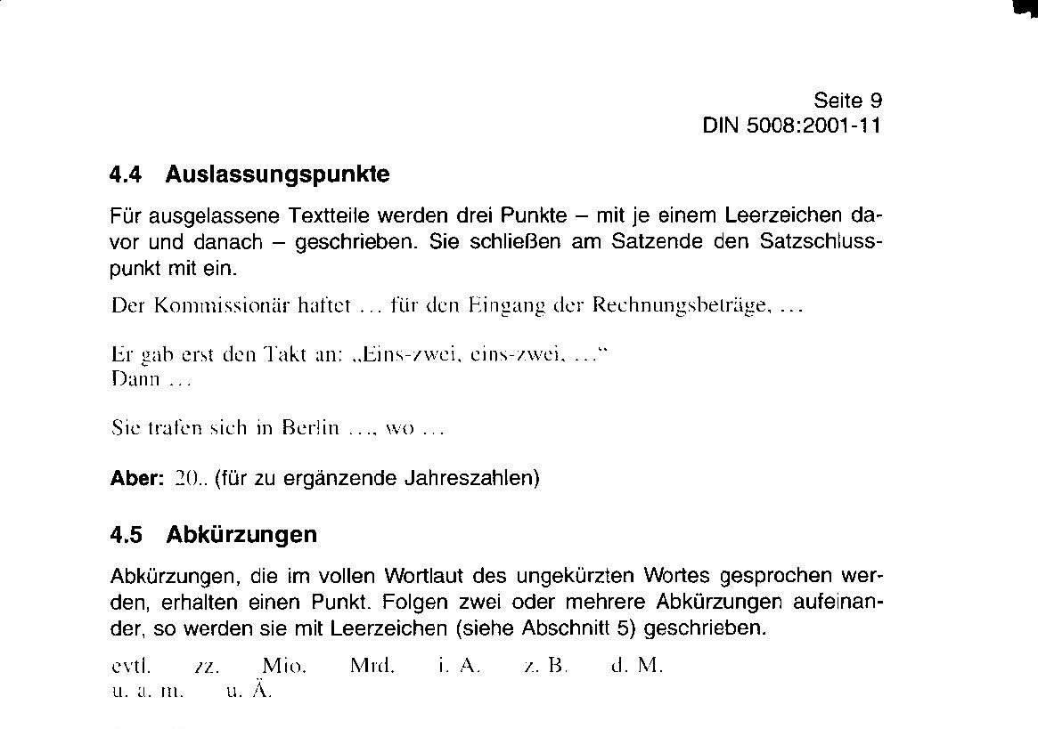 DIN 5008, Abschn. 4.5 Abkürzungen,<br />auch mit korrekten Grüßen