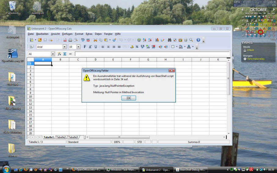 Fehlermeldung wenn ich OpenOffice öffne